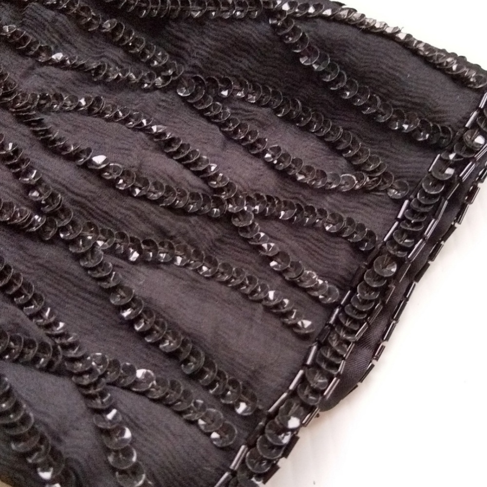 VINTAGE sequined beaded silk little black sheath dress deadstock - Picture 5 of 12